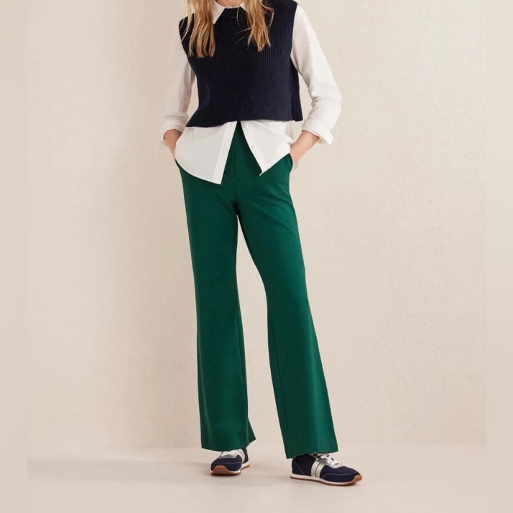 Boden Hampshire Wide Leg Emerald Green Women's Pants
